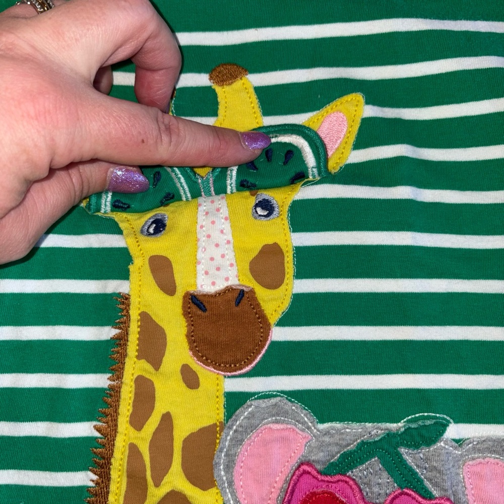 Mini Boden Green and White Striped T-Shirt - Picture 2 of 5